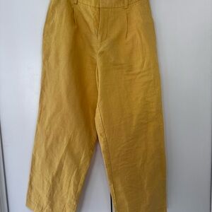 Zara Yellow linen Cropped Pants